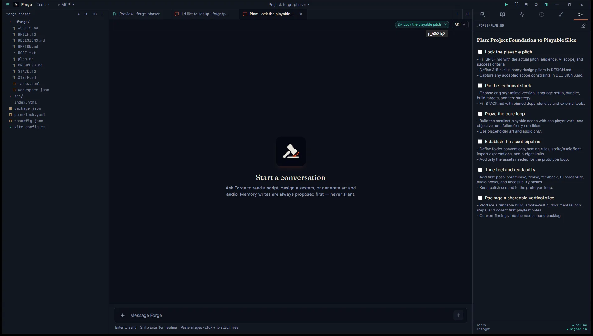Plan tab with cursor hovering over an item, revealing the Focus crosshair button on the right edge